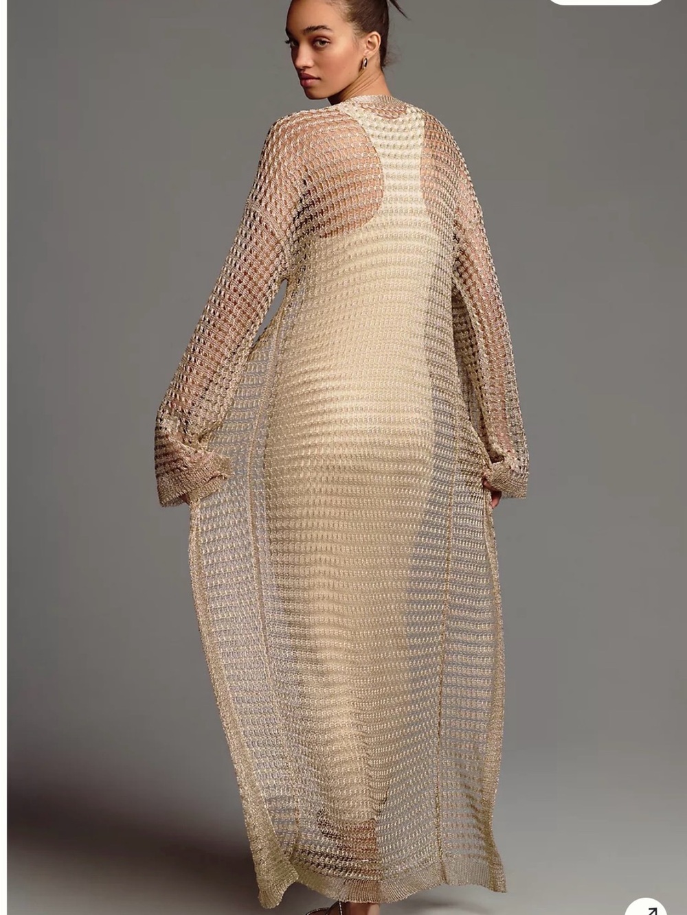 Maeve Shimmer Open-Knit Mettalic Duster